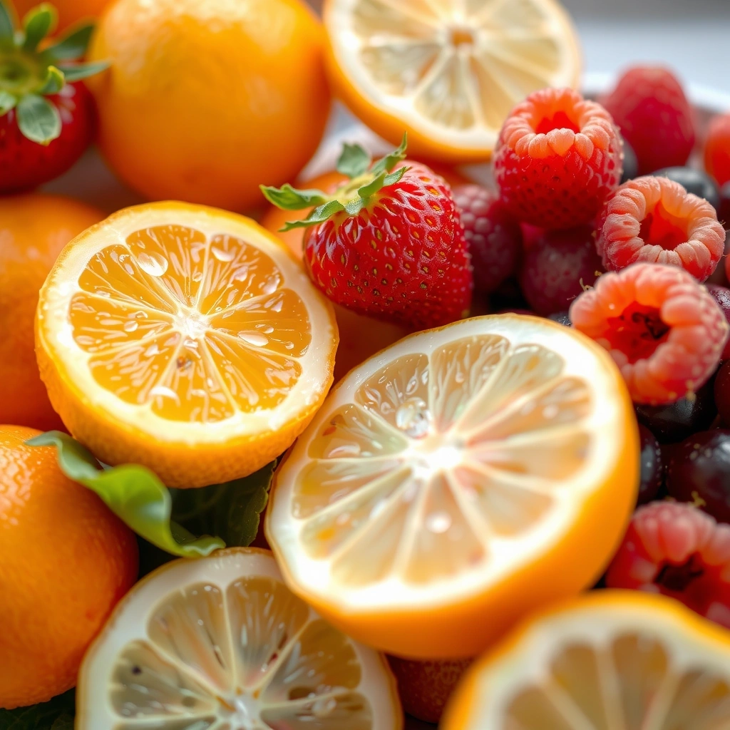 Agrumes et baies riches en Vitamine C